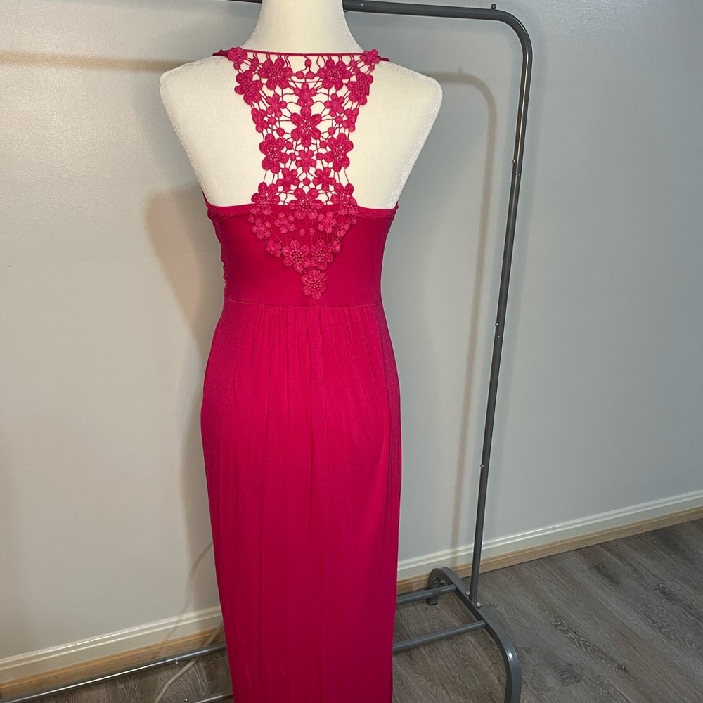 Gilli Fuchsia Maxi Dress With Crocheted Detail